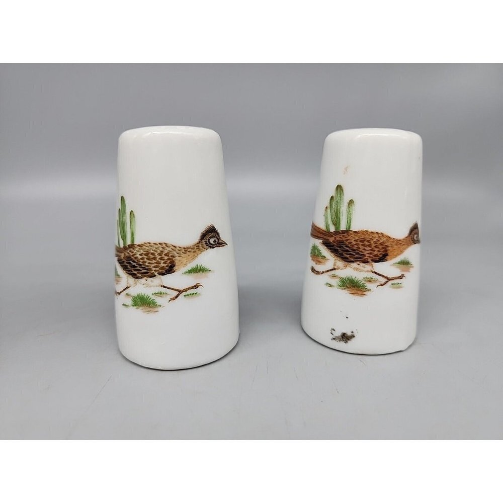 Vintage Roadrunner Salt & Pepper Shakers  2.75" tall made in Japan porcelain